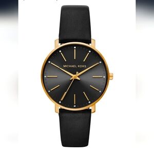 AUTHENTIC Michael Kors Black and Gold Minimalist Watch